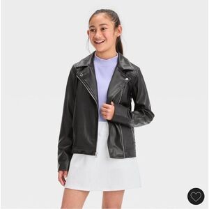 Art Class Girl’s Black Quilted Faux Leather Full Zip Moto Jacket XL